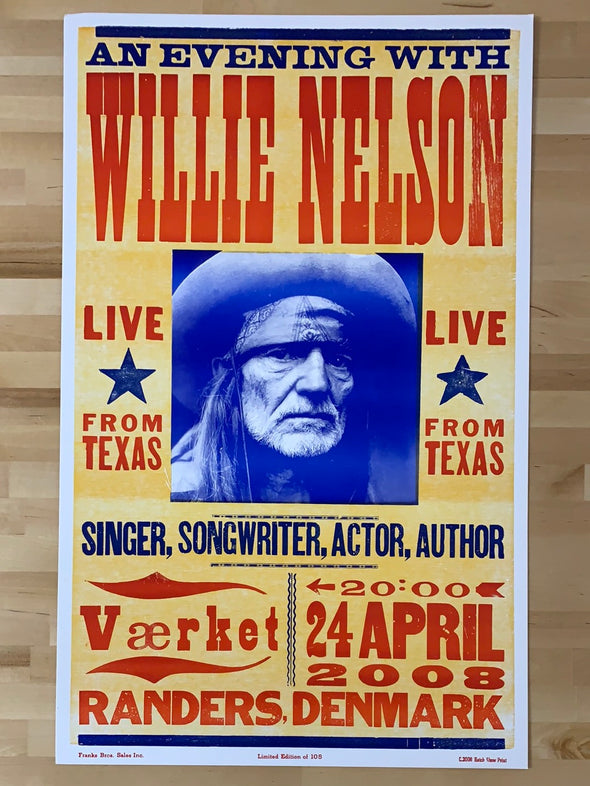 Willie Nelson - 2008 Hatch Show Print 4/24 poster Randers, Denmark