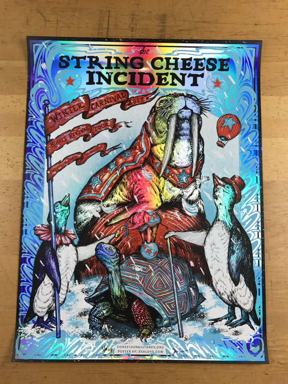 String Cheese Incident - 2017 Zeb Love poster Winter Tour Carnival FOIL