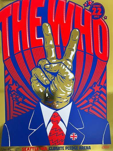 The Who - 2022 Ames Brothers poster GOLD FOIL Seattle, WA AP