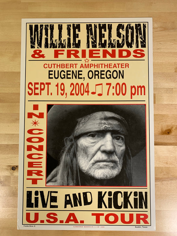Willie Nelson - 2004 Franks Brothers 9/19 poster Eugene, Oregon
