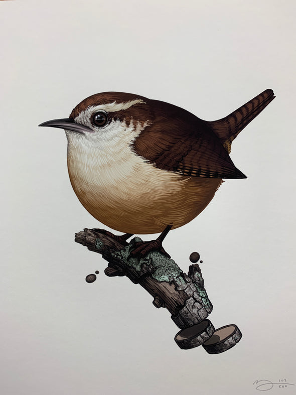 Fat Bird - 2019 Mike Mitchell poster Carolina Wren 1st