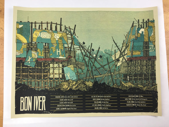 Bon Iver Tour II - 2012 Landland Poster Spring Tour