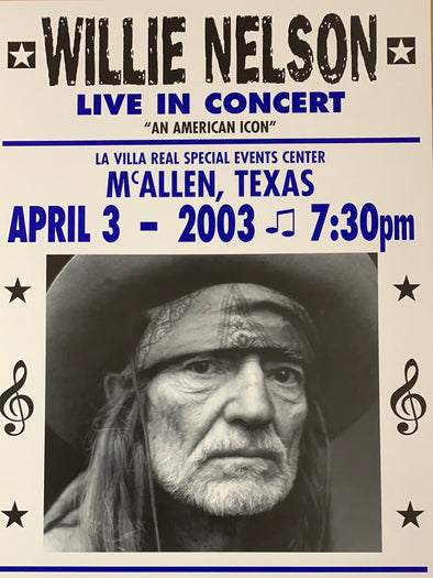 Willie Nelson - 2003 Franks Brothers 4/3 poster McAllen, TX