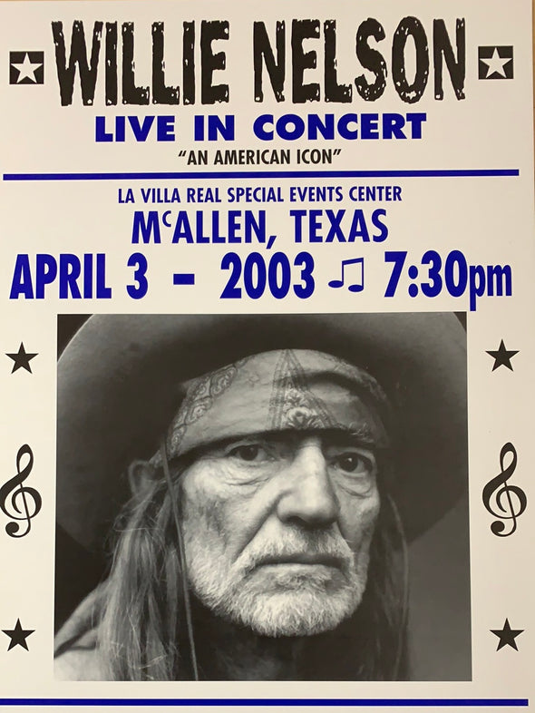 Willie Nelson - 2003 Franks Brothers 4/3 poster McAllen, TX