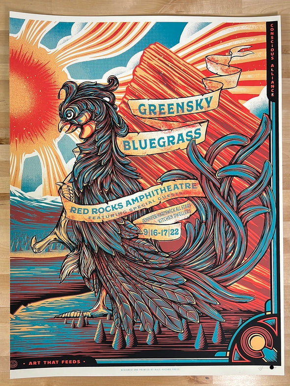 Greensky Bluegrass - 2022 Half Hazard poster Red Rocks Morrison, CO 1st