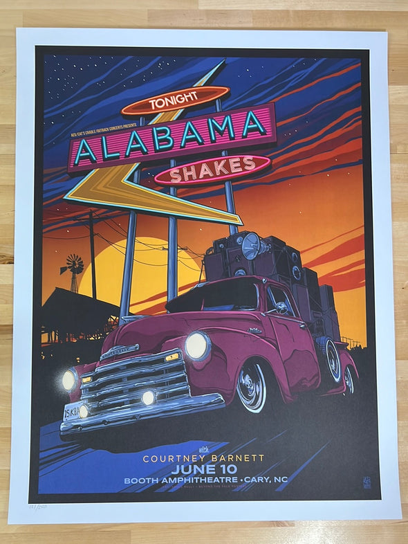 Alabama Shakes - 2015 Vance Kelly poster Cary, NC Booth Amph
