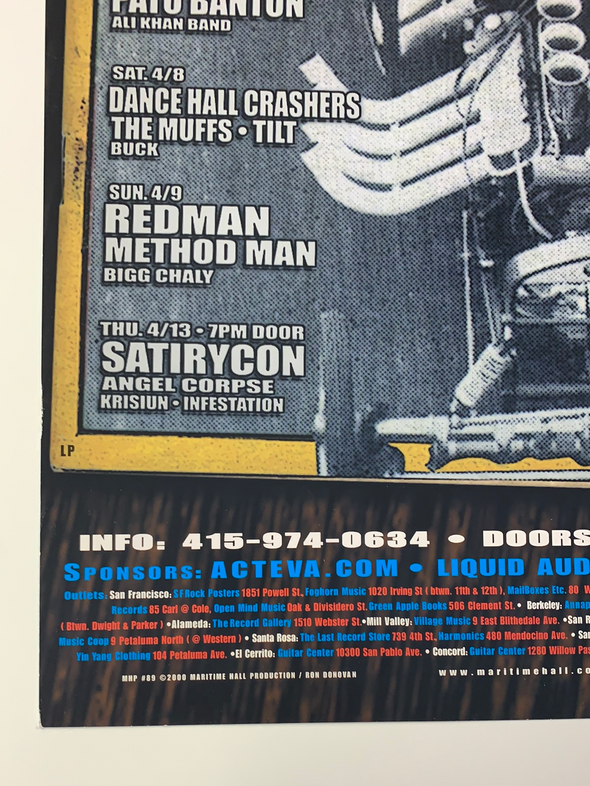 MHP 89 Method Man Redman - 2000 poster Maritime Hall San Fran 1st