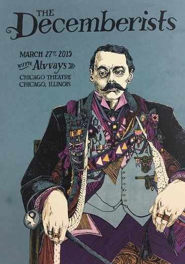 The Decemberists - 2015 Landland Poster Chicago, IL Chicago Theater