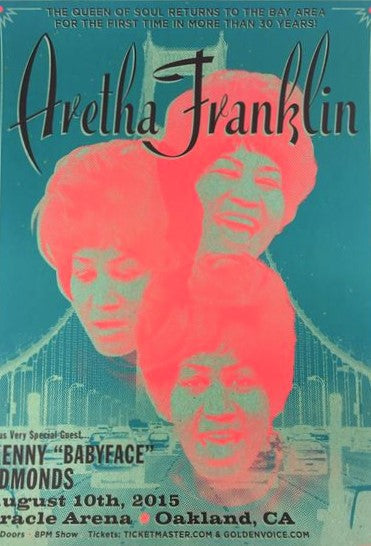 Aretha Franklin - 2015 Kii Arens Poster Oakland, CA Oracle Arena