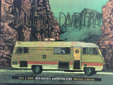 Amos Lee & David Gray - 2015 Landland Poster Morrison, CO Red Rocks Amphitheatre