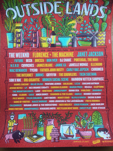 Outside Lands - 2018 Eric Nyffeler poster San Francisco Golden Gate Park