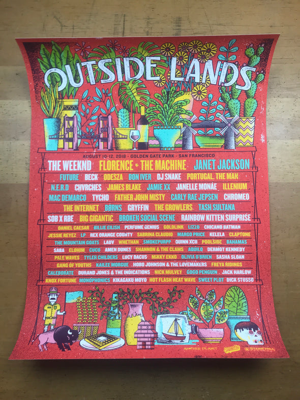 Outside Lands - 2018 Eric Nyffeler poster San Francisco Golden Gate Park