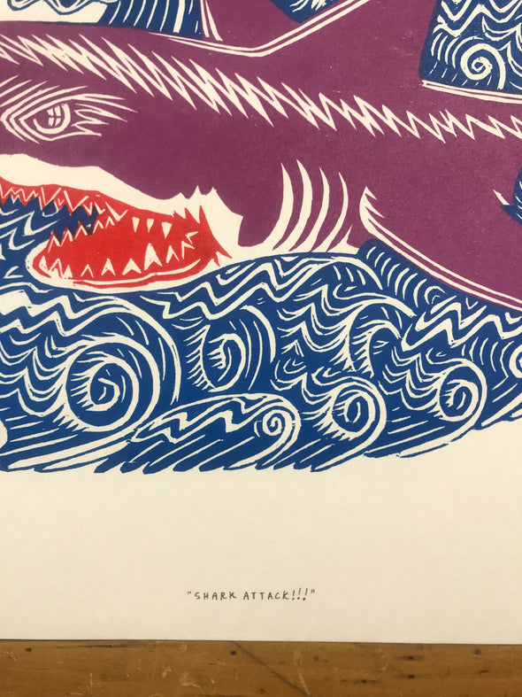 Shark Attack - 2008 Paul Roden Valerie Lueth poster art print by Tugboat Printsh