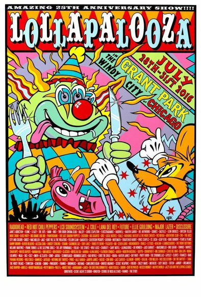 Lollapalooza - 2016 Frank Kozik poster Chicago, IL Grant Park