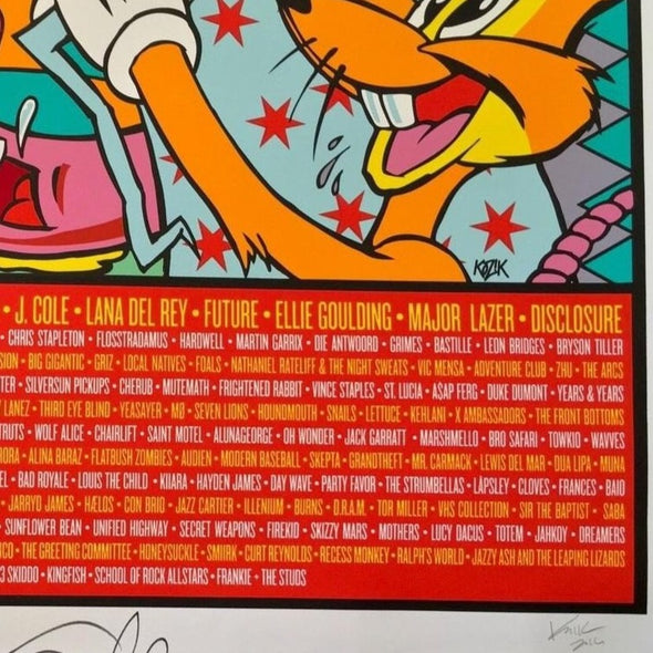 Lollapalooza - 2016 Frank Kozik poster SIGNED by Perry Farrell and Kozik