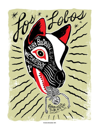 Los Lobos - 2010 Carlos Hernandez poster Dallas, TX, Granda Theater
