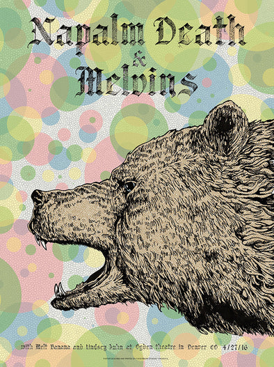 Melvins - 2016 Fugscreens Studios poster Denver 4/27