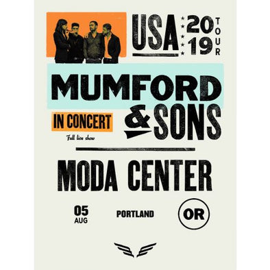 Mumford & Sons - 2019 poster Portland, OR Moda Center Delta Tour