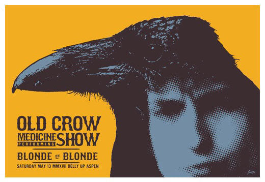 Old Crow Medicine Show - 2017 Scrojo Poster Bob Dylan Aspen, CO Belly Up