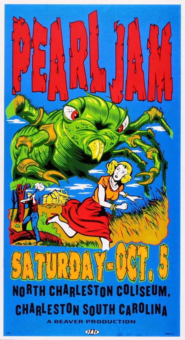 Pearl Jam - 1996 TAZ poster Charleston South Carolina S/N