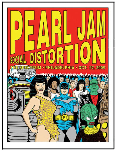 Pearl Jam - 2009 Tom Tomorrow Poster Philadelphia, PA The Spectrum 10/27