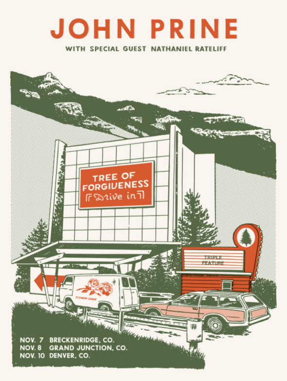 John Prine - 2019 Ryan Duggan poster, Colorado Tour