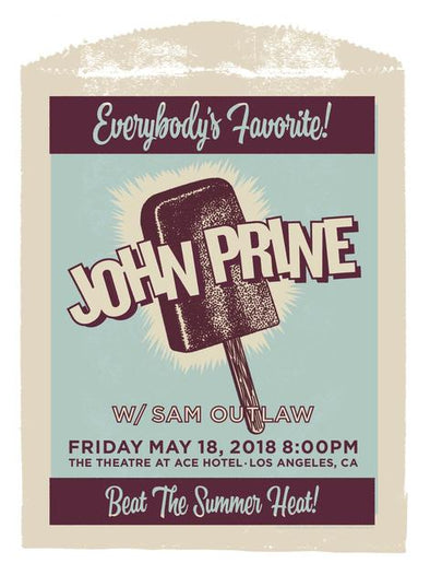 John Prine - 2018 Bob Delevante poster Los Angeles, CA Ace Hotel Theatre
