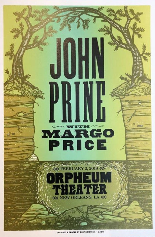 John Prine - 2018 Camp Nevernice poster New Orleans Orpheum