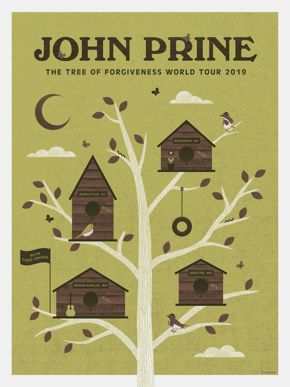 John Prine - 2019 Ambient Ink poster Todd Snider Midwest Tour