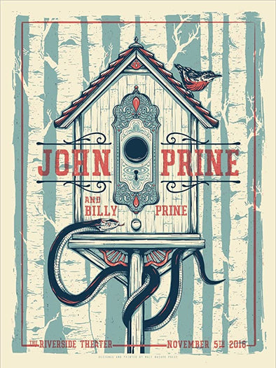 John Prine - 2016 Half Hazard Press poster Milwaukee, WI Riverside Theater