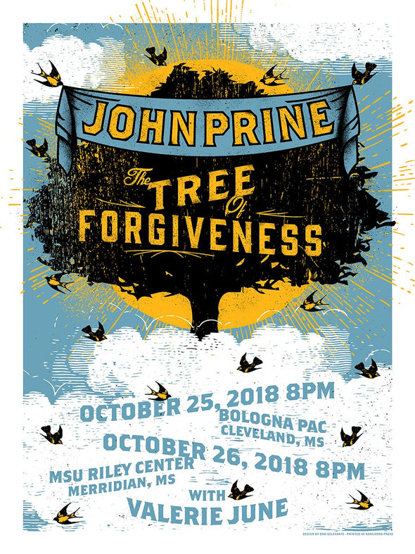 John Prine - 2019 Bob Delevante poster Mississippi Tour