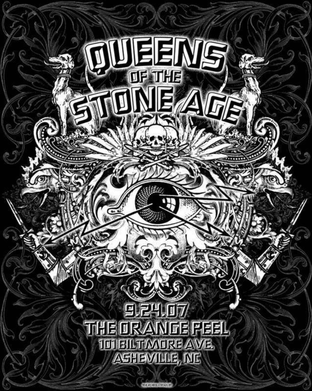 Queens of the Stone Age - 2007 Jared Connor poster Asheville, NC