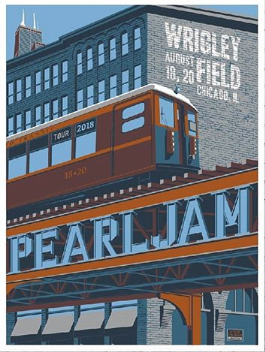 Pearl Jam - 2018 Steve Thomas Poster Chicago, IL Wrigley Field Train