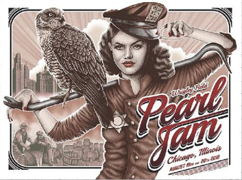 Pearl Jam - 2018 Paul Jackson Poster Chicago, IL Wrigley Field